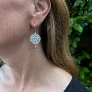 Hand Wrought Filigree Earrings with Labradorite Beads-Sample