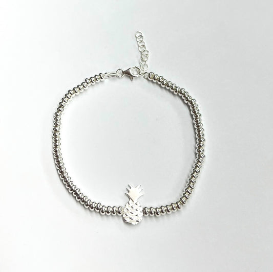 Beyond Southern Gates Contemporary Sterling Silver Pineapple Bead Bracelet