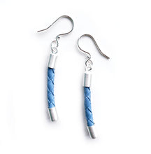Load image into Gallery viewer, Beyond Southern Gates® Sterling Silver with Matte Finish Lux Bar Earrings in Carolina Blue
