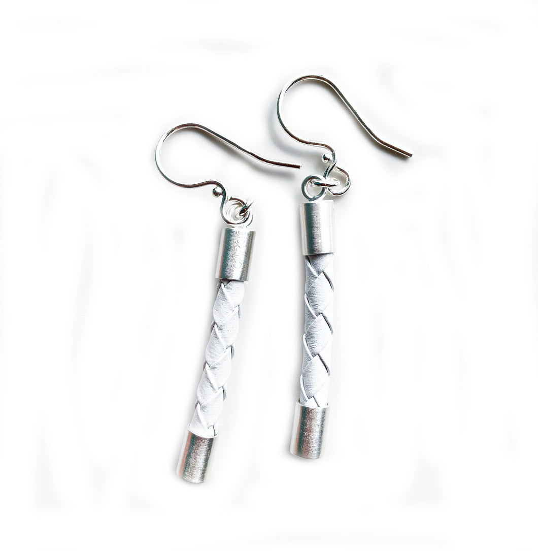 Beyond Southern Gates® Sterling Silver with Matte Finish Lux Bar Earrings in White