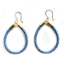 Load image into Gallery viewer, Beyond Southern Gates® Gold Plate Finish Lux Loop Earrings in Carolina Blue

