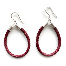Load image into Gallery viewer, Beyond Southern Gates® Sterling Silver with Matte Finish Lux Loop Earrings in Burgundy
