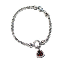 Load image into Gallery viewer, Beyond Southern Gates® Sterling Silver Silver Pebbles Bracelet with Garnet Trillium Charm
