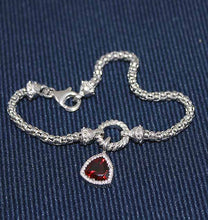 Load image into Gallery viewer, Beyond Southern Gates® Sterling Silver Silver Pebbles Bracelet with Garnet Trillium Charm
