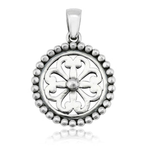 Beyond Southern Gates® Sterling Silver Inspiration Round Beaded Scroll Pendant