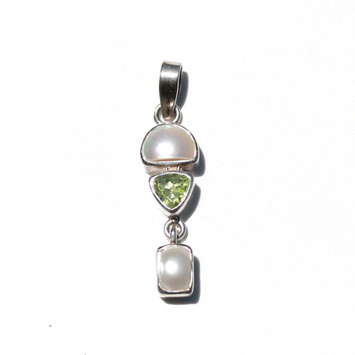 Beyond Southern Gates® Sterling Silver Pendant with Pearl and Peridot Accents