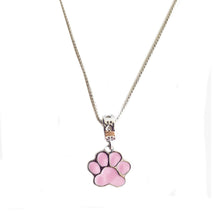 Load image into Gallery viewer, Beyond Southern Gates® Sterling Silver and Pink Enamel Dog Paw Necklace
