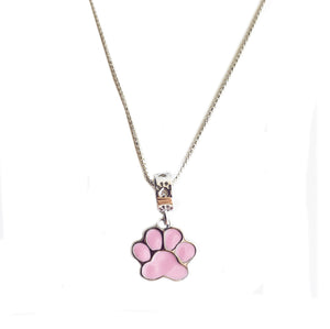 Beyond Southern Gates® Sterling Silver and Pink Enamel Dog Paw Necklace