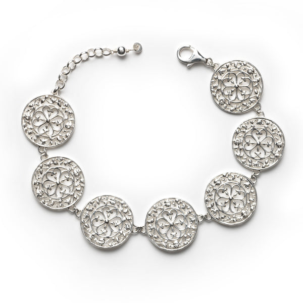 Beyond Southern Gates Silver Inspiration Floral Framed Heart Scroll Bracelet