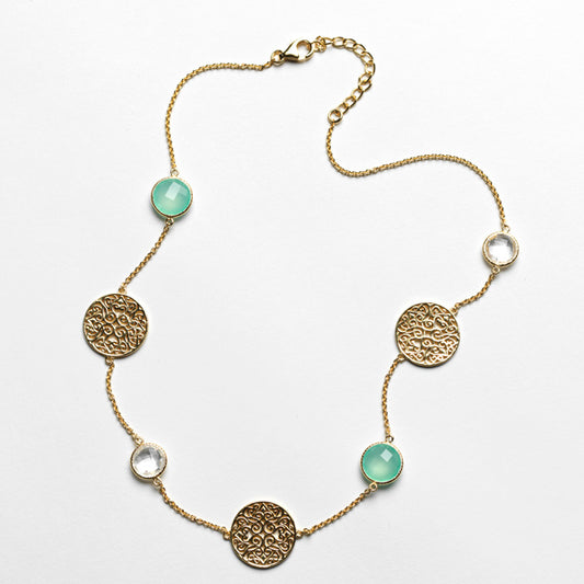 Beyond Southern Gates® Gold Plated Charleston Chalcedony and Quartz Necklace