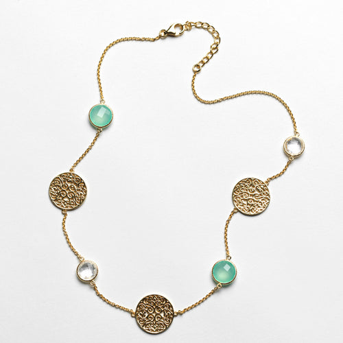 Beyond Southern Gates® Gold Plated Charleston Chalcedony and Quartz Necklace