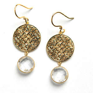 Beyond Southern Gates® Gold Plated Charleston Crystal Quartz Earrings