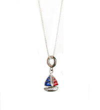 Load image into Gallery viewer, Beyond Southern Gates® Sterling Silver and Red &amp; Blue Enamel Sailboat Necklace
