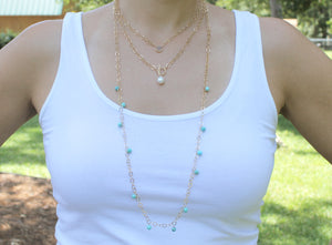 Handwrought Gold Filled Necklace with Turquoise Beads