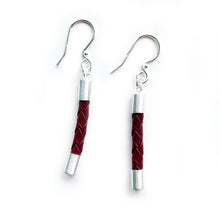 Load image into Gallery viewer, Beyond Southern Gates® Sterling Silver with Matte Finish Lux Bar Earrings in Burgundy
