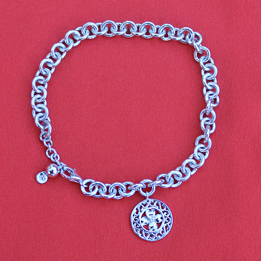 Beyond Southern Gates® Sterling Silver Courtyard Dogwood Charm Bracelet with Diamond
