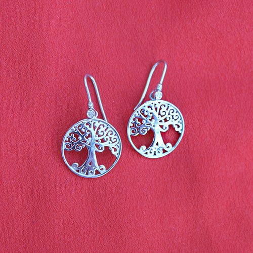 Beyond Southern Gates® Sterling Silver Tree of Life Earrings with Diamonds