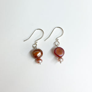 Beyond Southern GatesHandwrought Sterling Silver Earrings with Rose Gold Pearls 