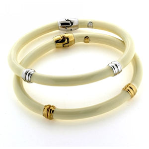 Beyond Southern Gates Ivory Enamel Bangle with Sterling Silver.  