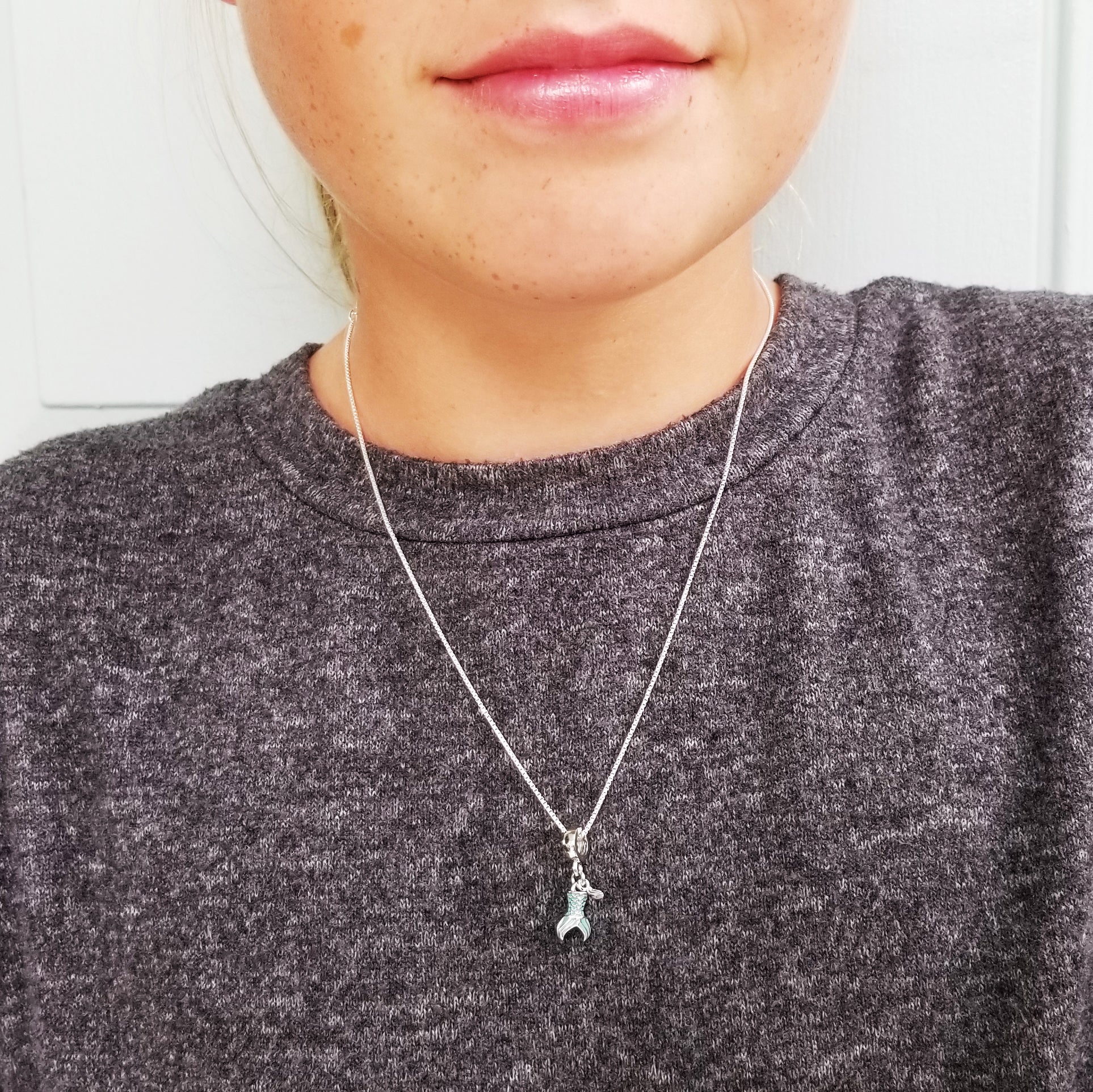 Beyond Southern Gates® Sterling Silver and Blue Enamel Mermaid Tail Necklace