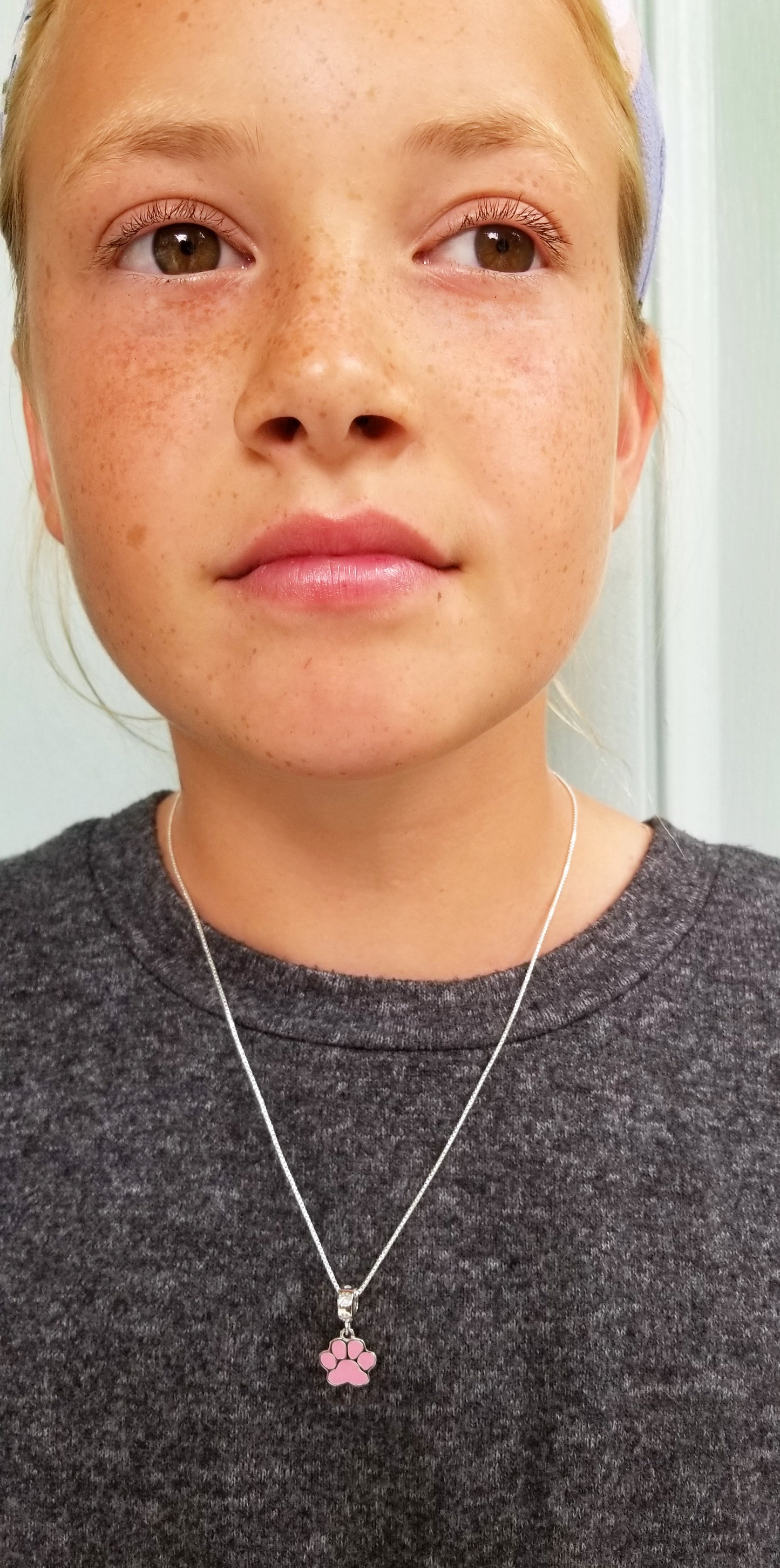 Beyond Southern Gates® Sterling Silver and Pink Enamel Dog Paw Necklace