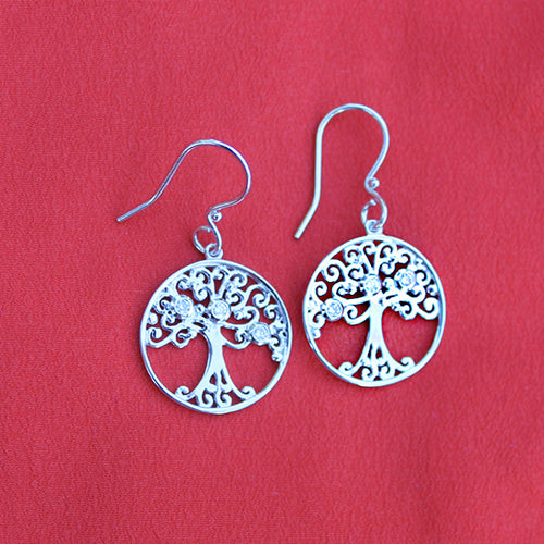 Beyond Southern Gates® Sterling Silver Diamond Tree of Life Earrings 