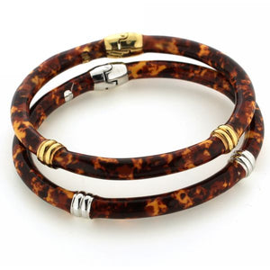 Beyond Southern Gates Tortoise Enamel Bangle with Gold Plated Accents